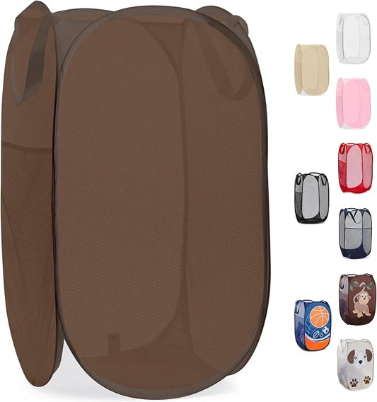 Handy Laundry Collapsible Mesh Pop Up Laundry Hamper with Side Pocket | Collapsible Mesh Pop Up Hamper, Wide Opening, Side Pocket, Breathable, Sturdy, Foldable, Space-Saving for Clothes Storage