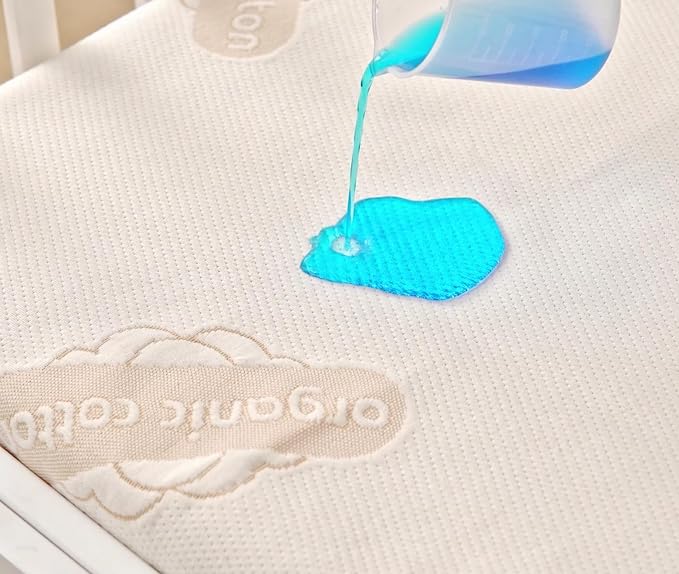 Crib Organic Mattress Protector Pad - Premium Organic Cotton Waterproof Breathable Mattress Pad Cover - 250 GSM Comfort - Deep Pocket - Fitted Comfort