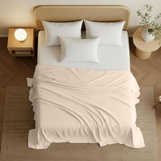 Queen Size Flat Sheet Only Pack of 6, Ultra Soft Hotel Sheets, Beige | Hotel Bedding, Cooling Comfort, Smooth Feel, Wrinkle & Fade Resistant, Easy Care, Long-Lasting, Machine Washable, OEKO-TEX