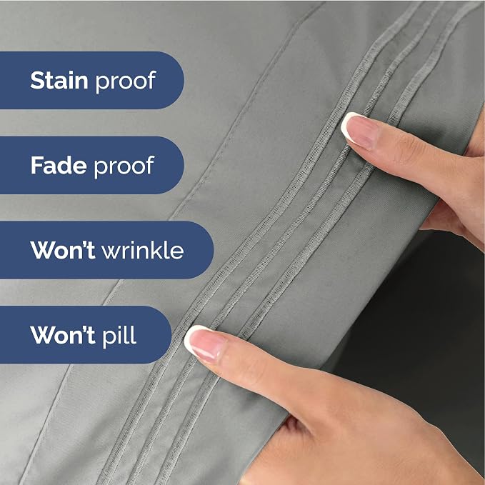 Queen Size 4 Piece Sheet Set - Ultra Soft & Cooling Bed Sheets - Slate Grey | Fits 8 Inch to 16 inch Mattress, Wrinkle Free & Fade Resistant with Deep Pockets, Breathable, Comfy Hotel Luxury Bedding