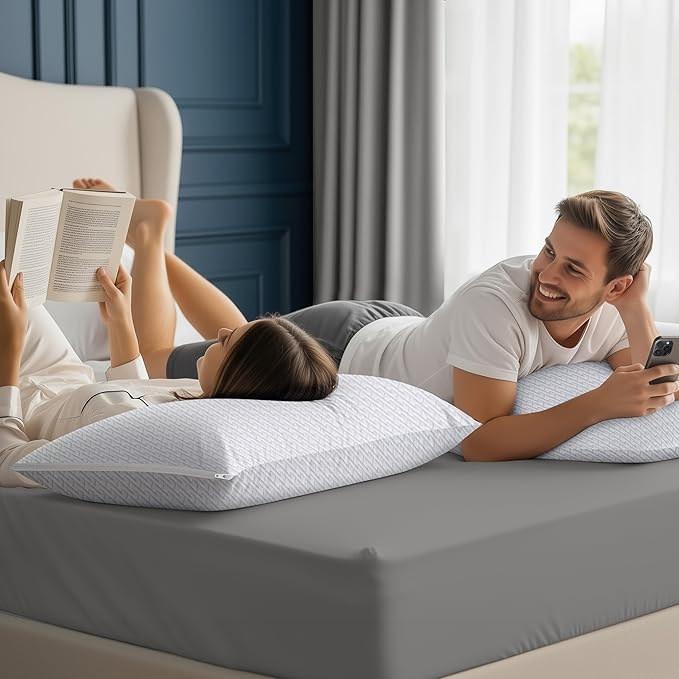 Utopia Bedding Shredded Memory Foam Pillows, Cooling Pillow, Queen, 1 Pack | Adjustable Bed Pillow for sleeping, Washable Jacquard-Polyester Cover, Support for back, side & stomach sleepers, Pack of 1