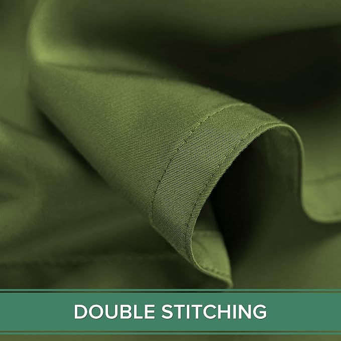 Pure Bamboo Queen Sheets, Genuine 100% Organic Viscose Derived from Bamboo Bed Sheet Set, Luxuriously Soft & Cooling, Double Stitching, 2 Year Quality Promise (Queen, Pesto)