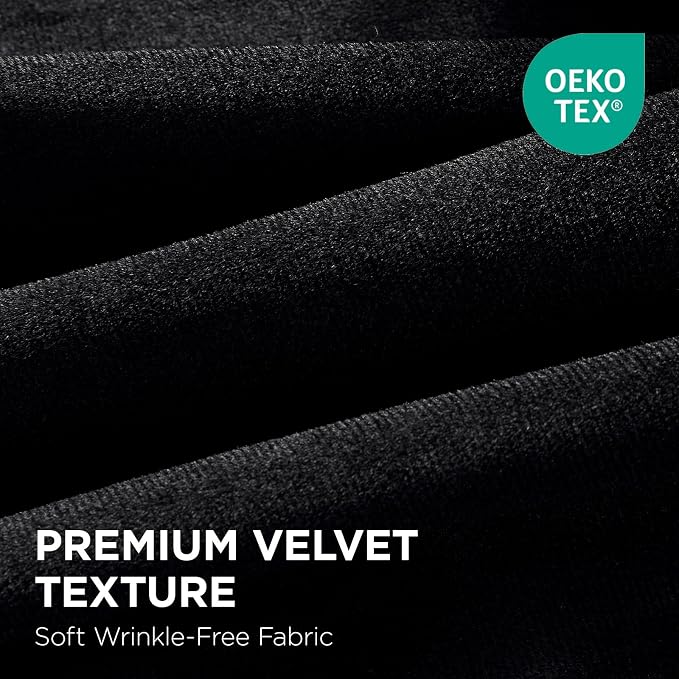 Joydeco 100% Blackout Curtains Velvet Black Out Curtain 90 Inch Drapes | for Bedroom Living Room, Heat and Light Blocking, Thermal Insulated Luxury Heavy Duty Curtain 2 Panels Back Tab&Rod Pocket