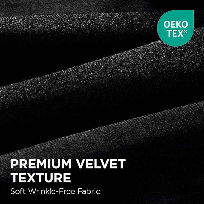 Joydeco 100% Blackout Curtains Velvet Black Out Curtain 96 Inch Drapes | for Bedroom Living Room, Heat and Light Blocking, Thermal Insulated Luxury Heavy Duty Curtain 2 Panels Back Tab&Rod Pocket