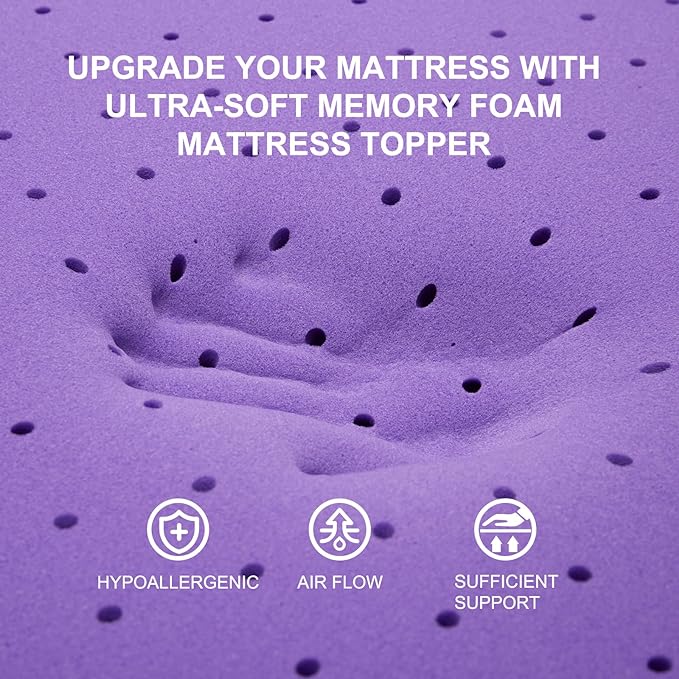 SINWEEK 2 Inch Gel Memory Foam Mattress Topper Ventilated Soft Pressure Relieve Mattress Pad, Breathable Bed Topper, CertiPUR-US Certified, Twin Size | Ventilated Soft Pressure Relieve Mattress Pad, Breathable Bed Topper, CertiPUR-US Certified