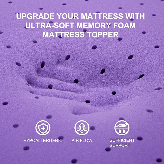 SINWEEK 4 Inch Gel Memory Foam Mattress Topper, Full Size | Ventilated Soft Pressure Relieve Mattress Pad, Breathable Bed Topper, CertiPUR-US Certified, Full Size