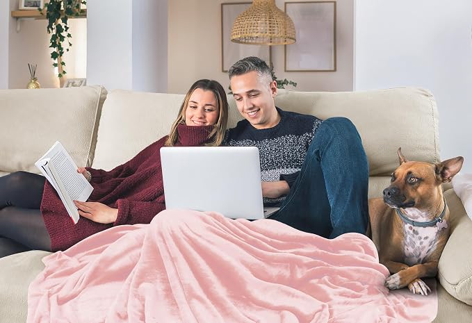 Utopia Bedding Ultra Soft Fleece Bed Blanket Queen Size Pink (90x90 Inches) | Microfiber Plush Warm Lightweight Breathable Cozy Blanket Anti-Static, All Season Use, Gift for Women and Men