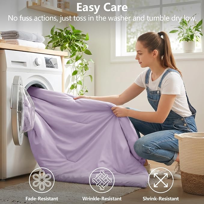 Queen Comforter Set Lavender, 7 Pieces Bed in a Bag | OEKO-TEX Certified, All-Season, Bedroom, 240GSM Down Alternative Comforter, Flat & Fitted Sheets, 2 Pillowcases & 2 Shams