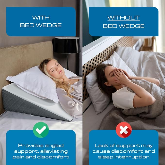 Kolbs Extra Wide Bed Wedge Pillow for Sleep Apnea, More Room - More Comfort | with Chic Jacquard Cover - Headboard Wedges for Sleeping (Extra Wide 7.5" Height)