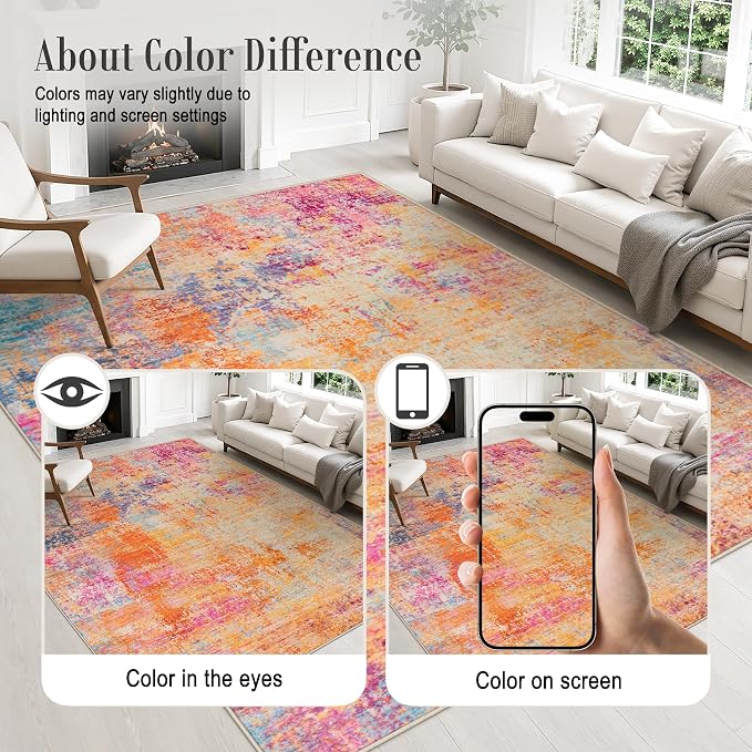 2x5 Washable Runner Rug：Modern Abstract Soft Carpet Galaxy Haze | For Hallway, Bedroom, Kitchen, Laundry, Bathroom,Door Mat,Modern Abstract,Machine washable,Non-Slip,Stain Resistant,Indoor
