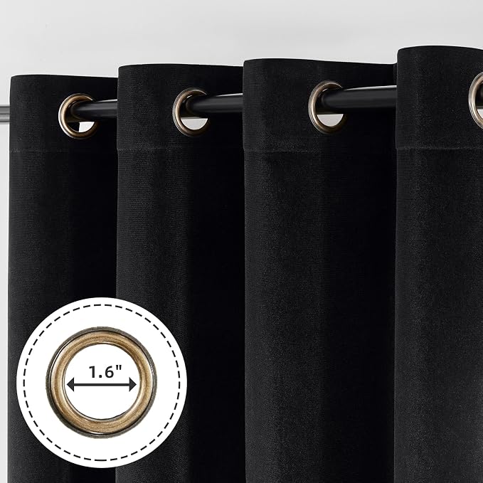 Joydeco 100% Blackout Curtains Velvet Black Out Curtain 108 Inch Drapes | for Bedroom Living Room, Heat and Light Blocking, Thermal Insulated Luxury Heavy Duty Curtain 2 Panels Grommet Top