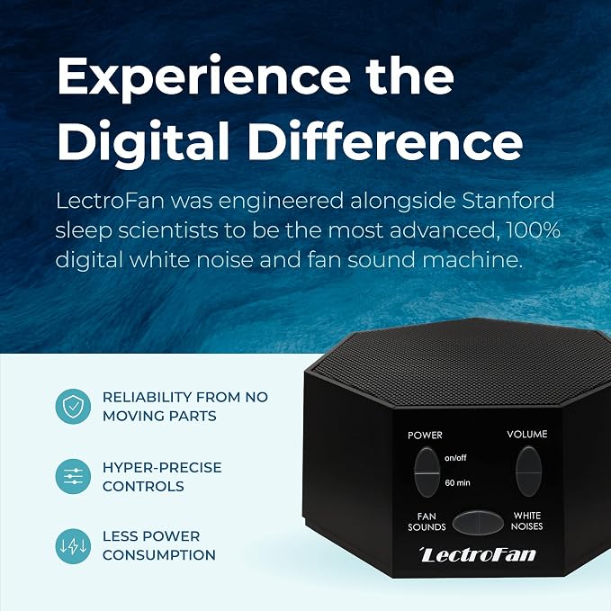 Adaptive Sound Technologies LectroFan Classic Sound Machine, Black | Soothing Sound Machine for Sleep with a Built-in Sleep Timer, Non-Looping Sounds, Speech Privacy and Compact Design