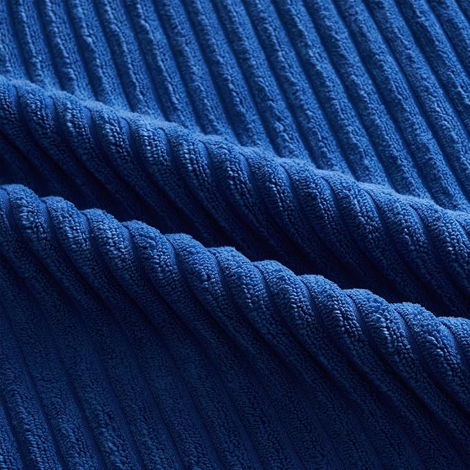Topfinel Decorative Throw Pillow Covers Aque Teal Blue Series,Summer Corduroy Striped Toss Pillows for Couch,Patio,Balcony,Children Bedroom,Modern Fluffy Blue Gradient Shams 20x20 Inch Set of 4
