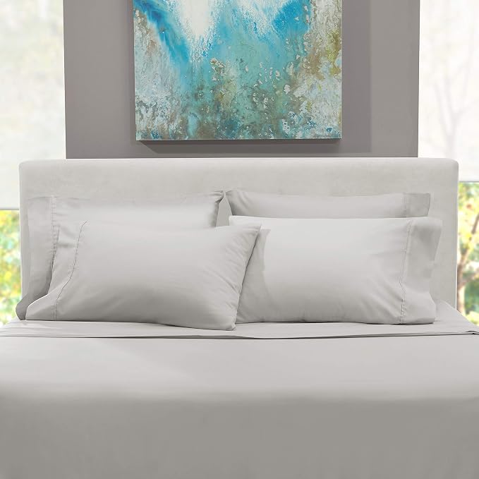 Hearth & Harbor Extra Deep Pocket Sheets - Fits Mattress 18-24 Inches Deep - Extra Deep Pocket California King Size - 6 Piece Cal King Sheets - Cal King, Silver