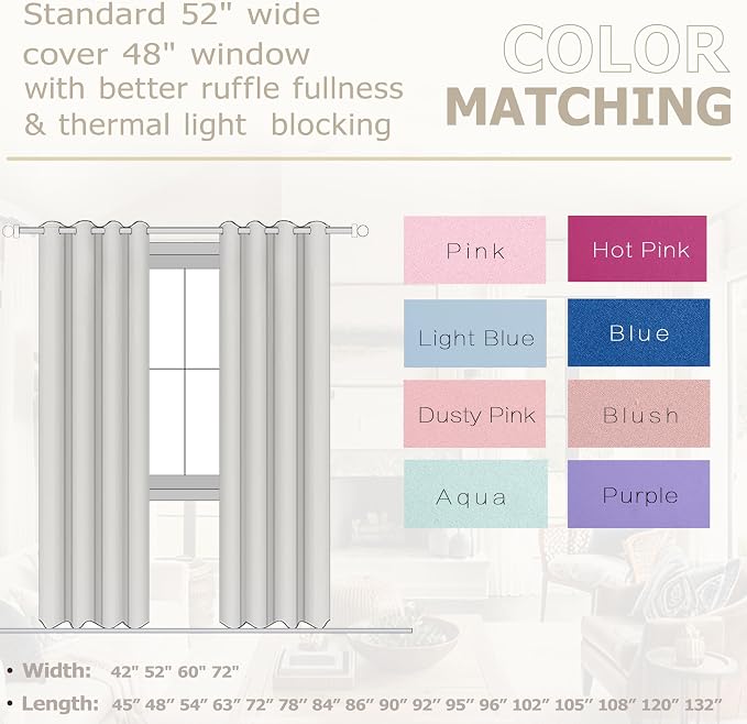 KOUFALL Light Blue Curtains 84 Inch Length for Bedroom 2 Panels Set Pale Sky Colored Room Darkening Insulated Thermal Blackout Curtains for Living Room Decor Window Treatments