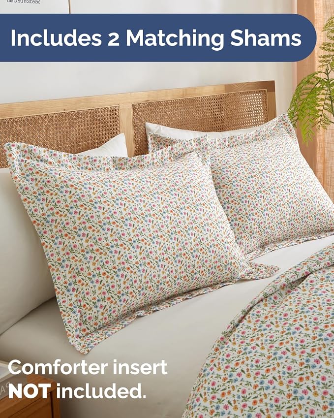 Duvet Cover Cal King - Floral Duvet Cover - 3 Piece - Spring Garden | Soft Floral Duvet Cover 104 x 98 with 2 Pillow Shams, Zipper Closures & Ties, Floral Bedding for Women, Men, Kids & Teens