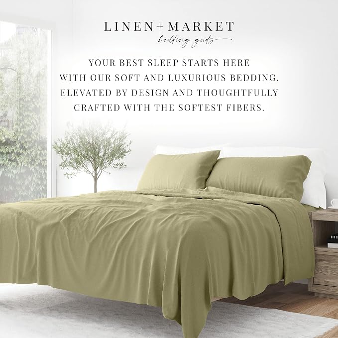 Linen Market Bed Sheets for King Size Bed (Sage) - Sleep Better Than Ever with These Soft and Cooling King Sheets - Deep Pocket Fits 16" Thick Beds - 4 Piece King Sheet Set