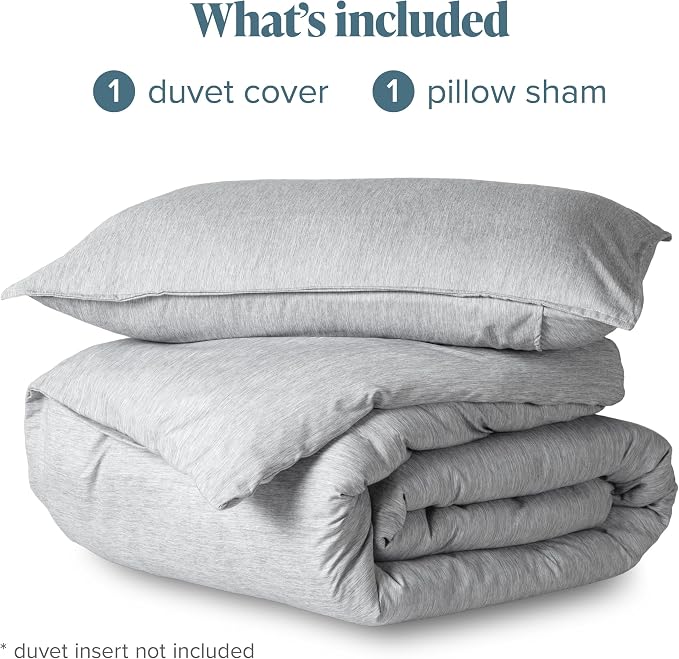 Bare Home Duvet Cover Set 1800 Ultra-Soft (Twin/Twin XL, Heathered Pewter) | Lightweight, Cooling, Breathable, Premium 1800 Ultra-Soft, All-Season