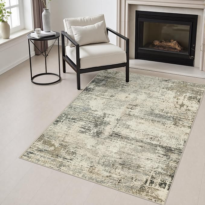 Area Rug Living Room: 3x5 Modern Washable Soft Carpet Ash Brown | For Hallway, Bedroom, Kitchen, Laundry, Bathroom,Door Mat,Modern Abstract,Machine washable,Non-Slip,Stain Resistant,Indoor