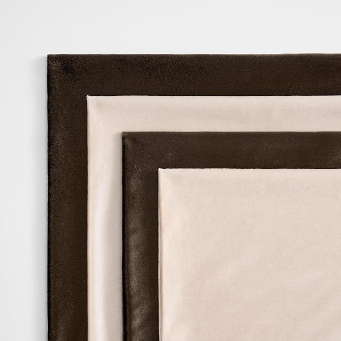 GIGIZAZA Pack of 4 Decorative Velvet Pillow Covers 16x16 Brown Beige | Throw Pillows for Couch Sofa,280gsm Soft Textured Fabric,Modern Accent Pillowcases,Luxury Living Room Cushion Covers