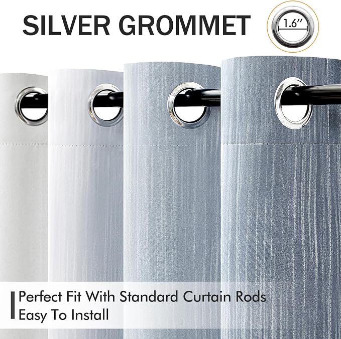 MIULEE Chambray Blue and Greyish White Ombre Blackout Curtains 52Wx90L | Full Room Darkening,Thermal Insulated,90 Inch Long,Grommet Drapes for Bedroom/Living Room,Modern Window Treatments,Set of 2