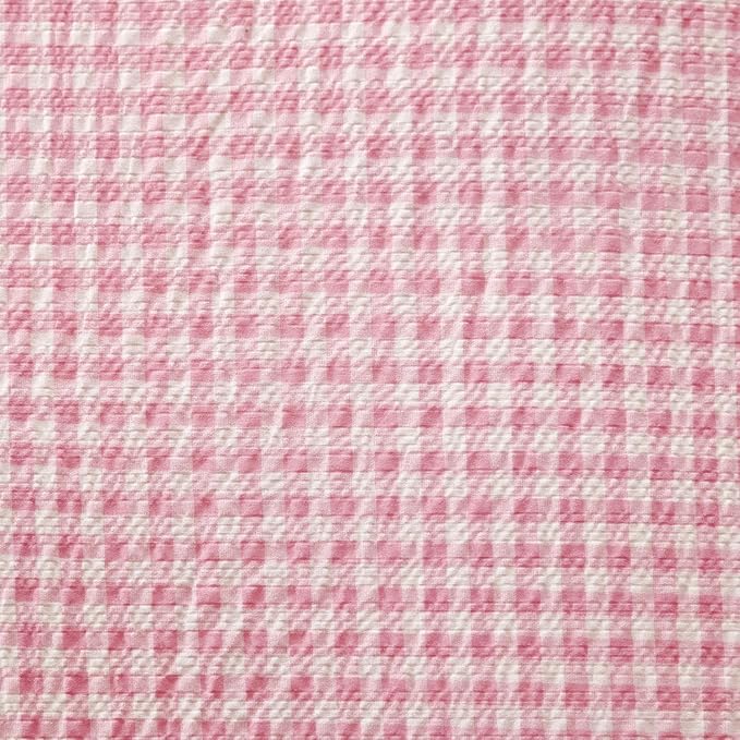 Grid Comforter Set Queen Pink Soft Luxury Washed Microfiber 3 Pieces Bedding Set, White Pink Grid Pattern Comforter with 2 Pillowcases Breathable Durable Comfy