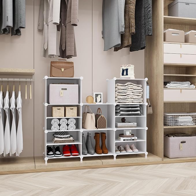 AWTATOS Closet Organizer 8 Cube Storage Shelves, White | Closet Organizers and Storage, DIY Stackable Cubby Shelving, Clothes Organizers for Closet Bedroom Living Room Office