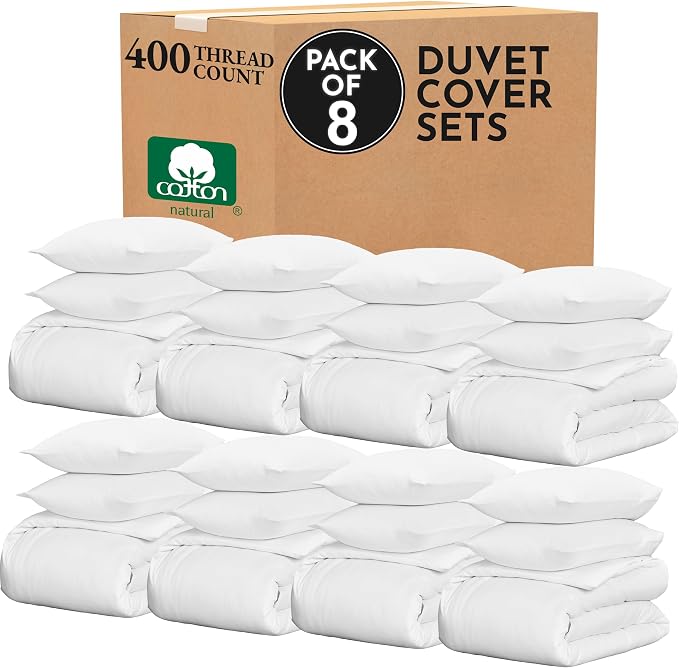 California Design Den 100% Cotton Sateen Full/Queen Duvet Cover Set, White | 3-Piece Set with 2 Pillow Shams, Backed by Good Housekeeping Seal, Button Closure & Corner Ties, 400 TC 100% Cotton Sateen