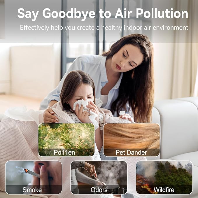 Air Purifiers for Home Large Room Up to 2000 Ft² with Washable Filters, AIUZLK H13 HEPA Filter,Bedroom Air Purifier for Pet,Air Cleaner for Smoke Pet Hair Dander Odor,P260
