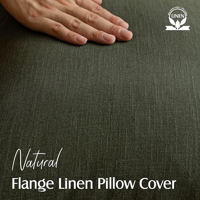 Foindtower Linen Solid Decorative Throw Pillow Cover 20x20 Inch Dark Green | Pack of 2 Boho Farmhouse Pillowcase,Accent Neutral Cushion Covers,Morden Home Decor for Chair Couch Sofa Bedroom Living Room