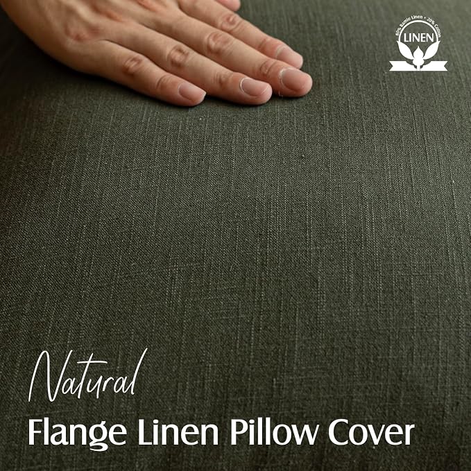 Foindtower Linen Solid Decorative Throw Pillow Cover 26x26 Inch Dark Green | Boho Farmhouse Morden Pillowcase,Pack of 2 Soft Accent Cushion Covers,Rustic Home Decor for Chair Couch Bedroom Living Room