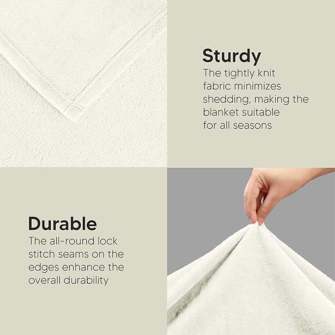 Utopia Bedding Ultra Soft Fleece Bed Blanket Twin Size Ivory (60x80 Inches) | Microfiber Plush Warm Lightweight Breathable Cozy Blanket Anti-Static, All Season Use, Gift for Women and Men
