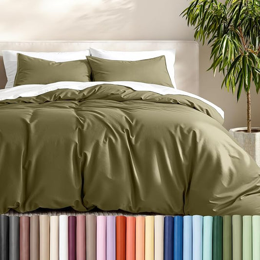 Bare Home Duvet Cover Set 1800 Ultra-Soft (California King, Olive) | Lightweight, Cooling, Breathable, Premium 1800 Ultra-Soft, All-Season