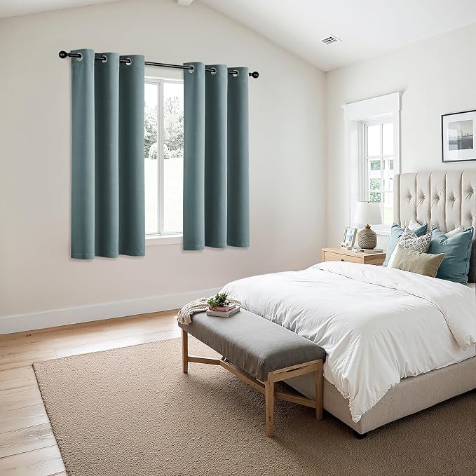 MIULEE Blackout Curtains for Bedroom 2 Panels 40 x 45 Inch Long Dusty Blue | Thermal Insulated, Living Room Darkening Grommet Drapes, Noise Reducing, Light Blocking Window Treatments