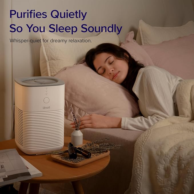 Levoit Air Purifiers for Home Bedroom Dorm Room | AHAM VERIFIDE, Freshens Small Room with Aroma Pad, For Smoke, Pollen, Pet Dander, Odor, Dust, Office, Desktop, White