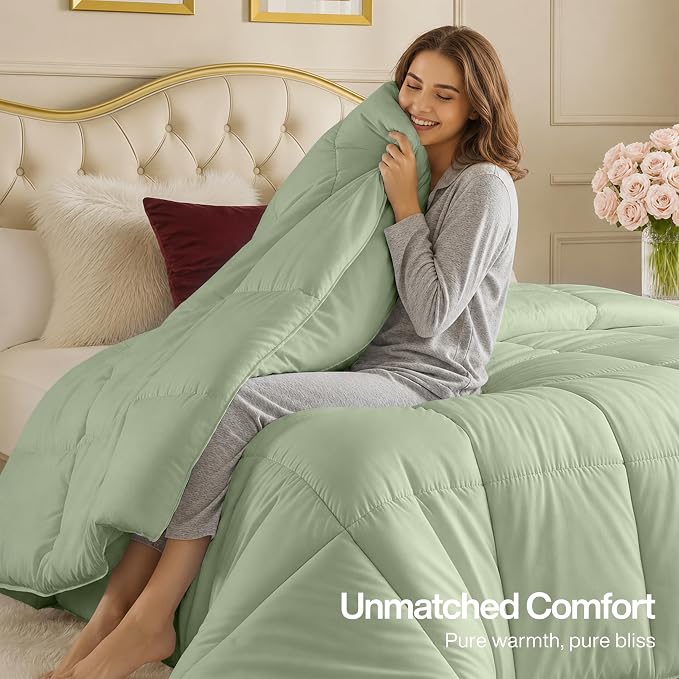 Utopia Bedding Duvet Insert, Twin Comforter 64 x 88 Inches, Sage Green | Cozy All Season Comforter for Kids and Teens, Unisex, Down Alternative Fill, Soft Microfiber Shell, Machine Washable.