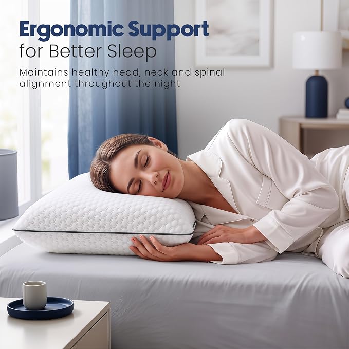 Utopia Bedding Memory Foam Pillows for Sleeping, Cooling Pillow (Queen) | Perforated Memory Foam pillow, pack of 1, Breathable Airflow Design, Back, Side & Stomach Sleepers, Machine Washable cover