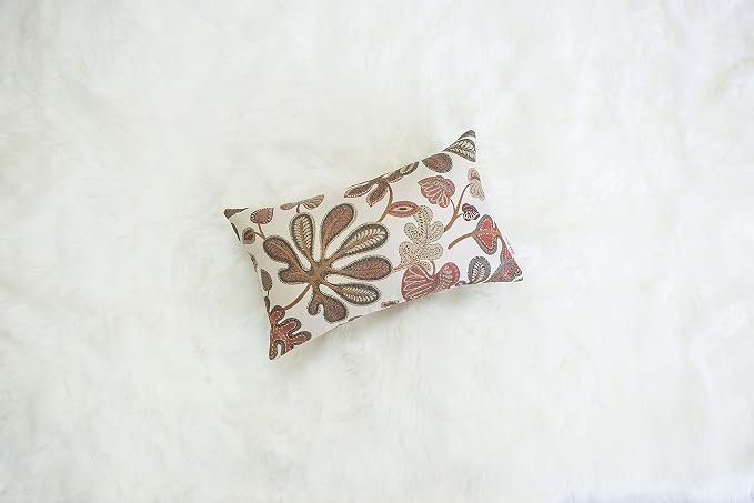 Mika Home Set of 2 Jacquard Tropical Leaf Pattern Oblong Throw Pillow Covers Accent Pillowcase 12X20 Inches,Coral Cream