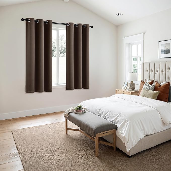 MIULEE Blackout Curtains for Bedroom 2 Panels 40"x63" Long Chocolate Brown | Thermal Insulated, Living Room Darkening Grommet Drapes, Noise Reducing, Light Blocking Window Treatments
