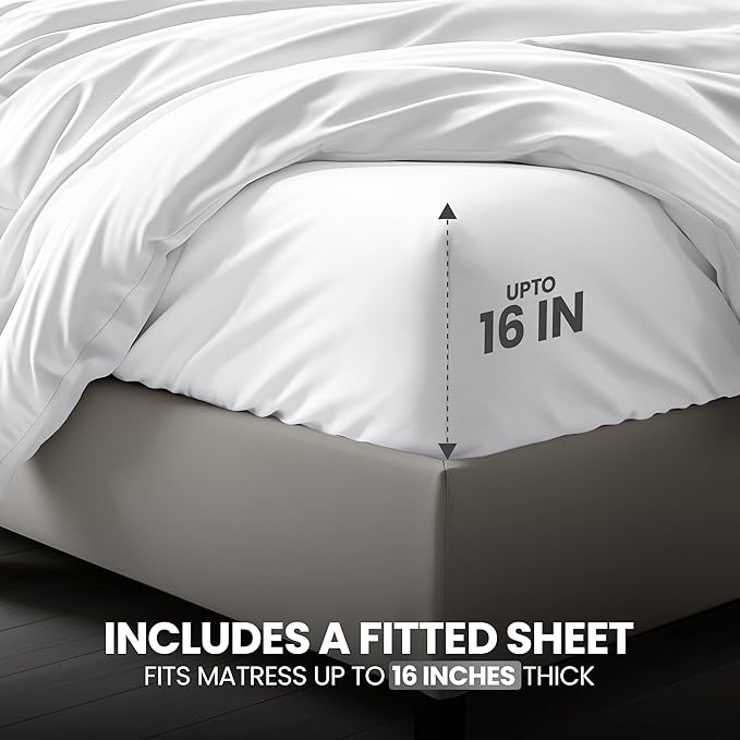 Utopia Bedding Duvet Cover Full with Fitted Sheet (54x75) - 2 Pillow Case (20x30) - All Season Luxury Bed in a Bag with Zippered Duvet Cover - No Comforter (White)