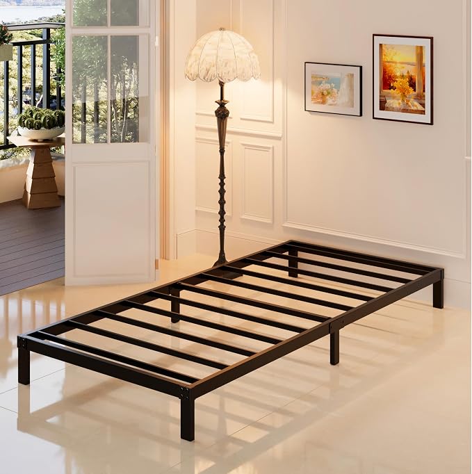 Maenizi 8 Inch Twin Bed Frame, Metal Platform Bed Frame Twin Size | No Box Spring Needed, Heavy Duty Support Up to 2500 lbs, Easy Assembly, Noise Free, Black