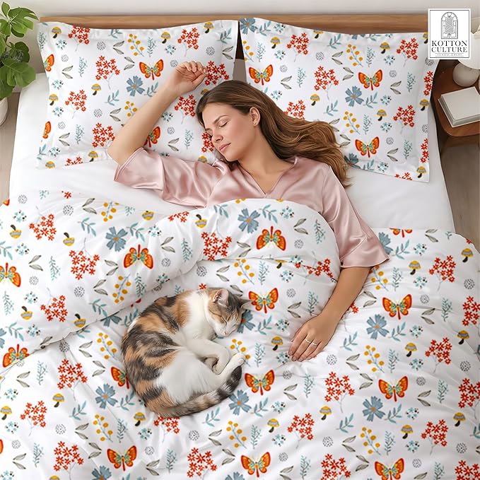 120"x98" 3 Pc Oversized King Duvet Cover Set 100% Egyptian Cotton - 600 TC Comforter Cover, Zipper Closure & Corner Ties - Fits Large King Inserts (Oversized King,Rain Forest)