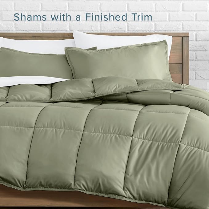 Bare Home Queen Comforter Set - 1800 Ultra Soft (Queen, Sage) | All-Season, Breathable, Hypoallergenic, Premium 1800, Warm, Cozy
