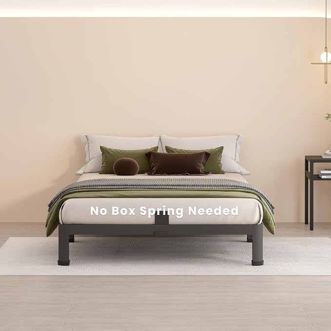 MAF 4 Inch Twin Metal Platform Bed Frame with Round Corner Legs | Mattress Slide Stopper, 3000 LBS Heavy Duty Steel Slats Support, Noise Free, No Box Spring Needed, Easy Assembly, Anti-Slip