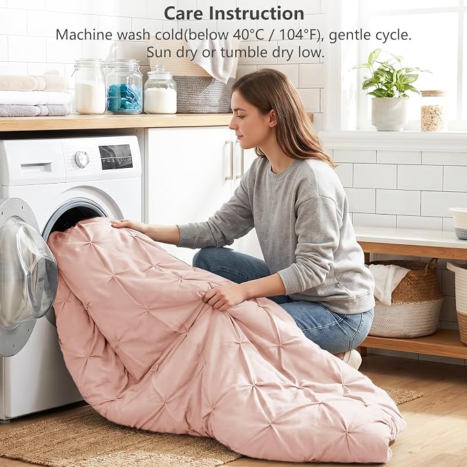 Oversized King Comforter Set Peach Pink, 7 Pieces Bed in a Bag | OEKO-TEX 100 Certified, 240GSM All Season, Bedroom, Guest Room, Down-Alternative Comforter, Sheets, Pillowcases & Shams