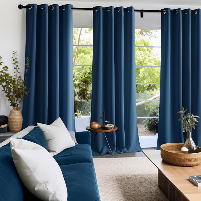 NICETOWN Morrocan Blue Room Darkening Curtains 84 Inches Long 2 Panels | Living Room, Bedroom, Nursery, Thermal Insulated, Blackout Drapes, Grommet, Noise Reducing