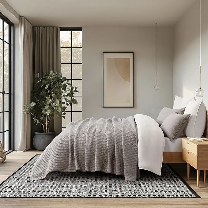 100% Cotton Cross Stitch 3-Piece Quilt Set, Queen, Taupe | 100% Cotton, Elegant Cross Stitch, Soft & Breathable, Prewashed Softness, Oversized Design, OEKO-TEX® Certified