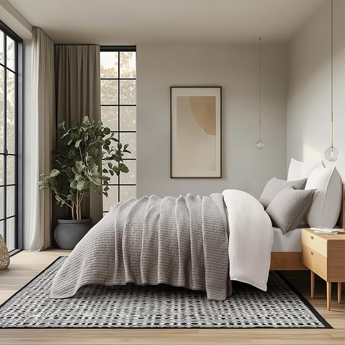 100% Cotton Cross Stitch 3-Piece Quilt Set, King, Taupe | 100% Cotton, Elegant Cross Stitch, Soft & Breathable, Prewashed Softness, Oversized Design, OEKO-TEX® Certified