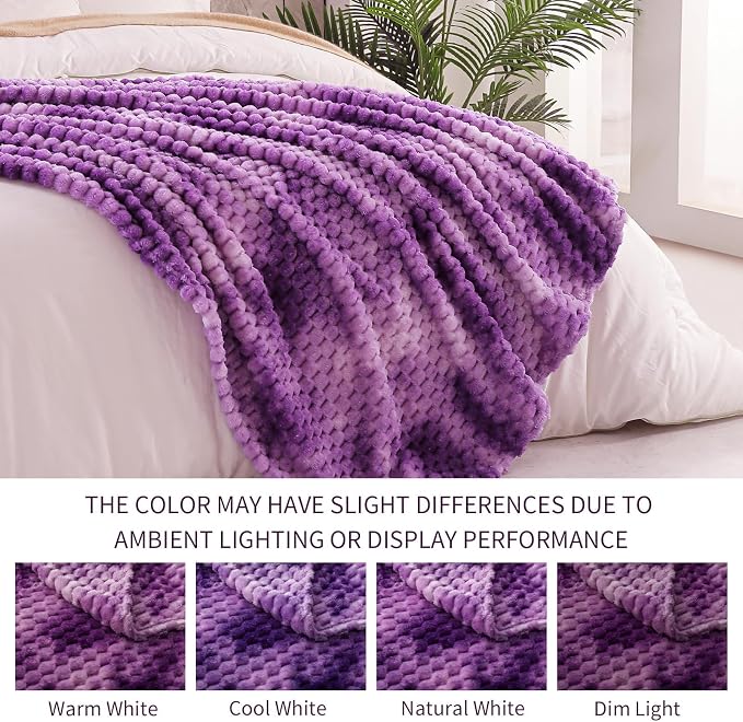 Exclusivo Mezcla 3D Fleece Twin Size Blanket for Bed, Tie-dye Purple | Extra Soft Fuzzy Plush Lightweight Bed Blankets, Cozy Fluffy Decorative Blankets for All Seasons, 90x66 Inches