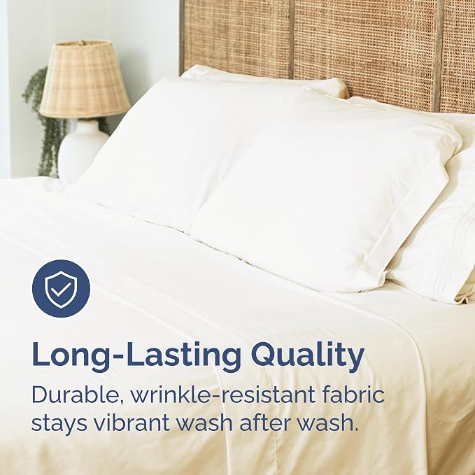 Twin Flat Sheet - Single Top Flat Sheet Only - Soft & Cooling - Off White | Hotel Luxury Top Flat Sheet Only, Ultra-Soft, Breathable & Cooling, Fade & Wrinkle Free, Easy-Care, Stain & Shrink Resistant
